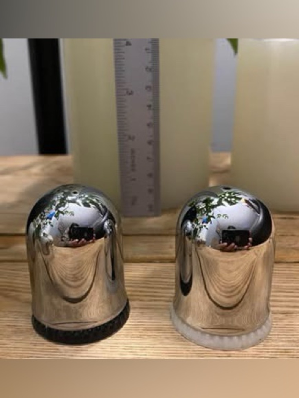Vintage Atlanta Chrome Dome Salt & Pepper Shakers South Africa Black White Base